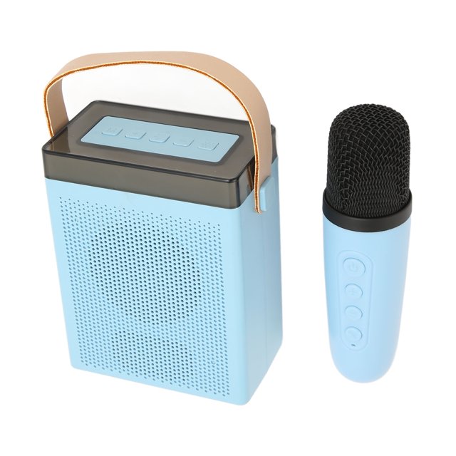 Máquina de Karaoke con Micrófonos Inalámbricos Altavoz Sonido Envolvente de 360 Reverberación Efectos de Sonido KTV Luz RGB Batería de Larga Duración