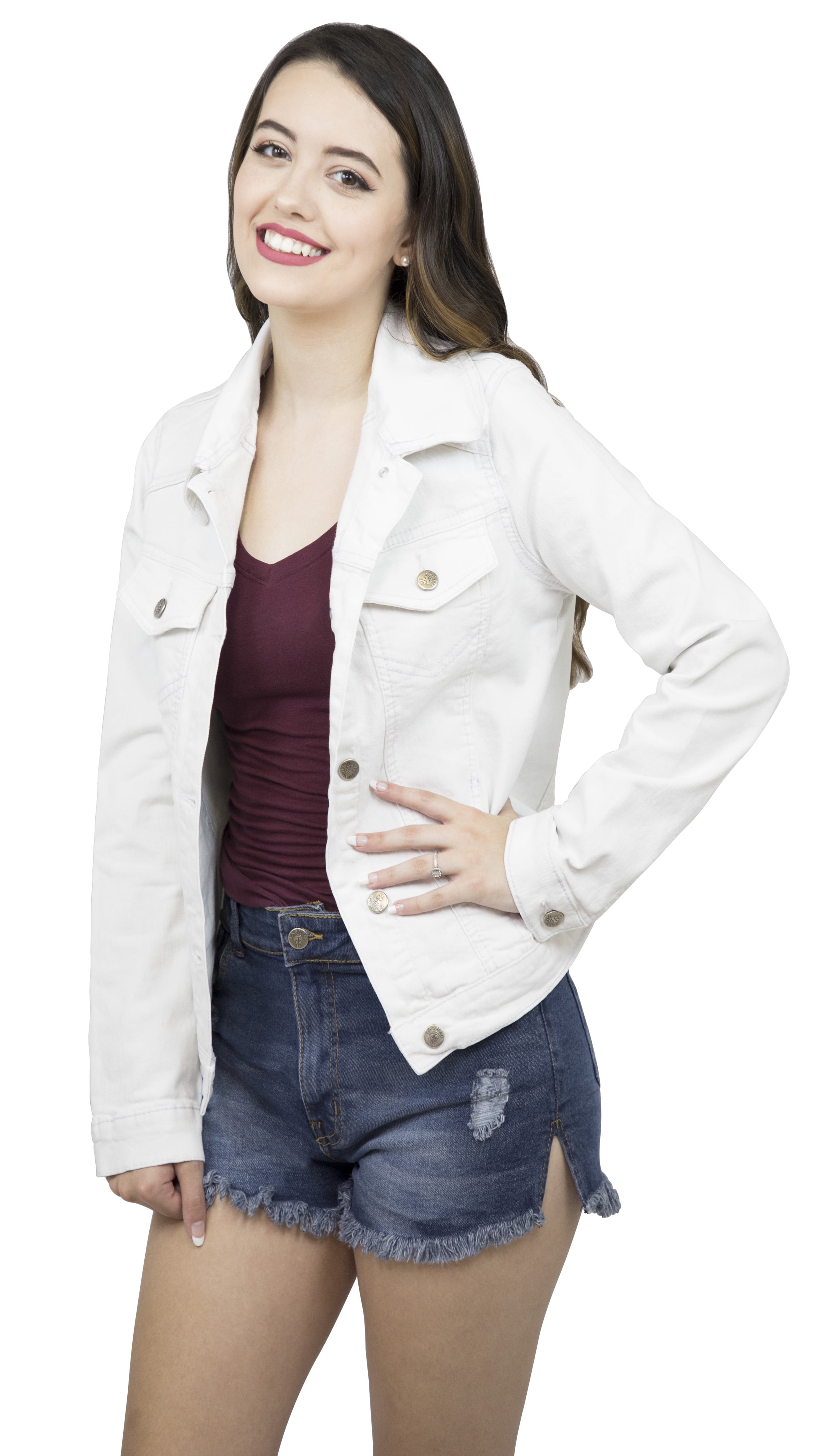 SKYLINEWEARS Women Denim Jacket Button UP Long Sleeve Ladies Stretch