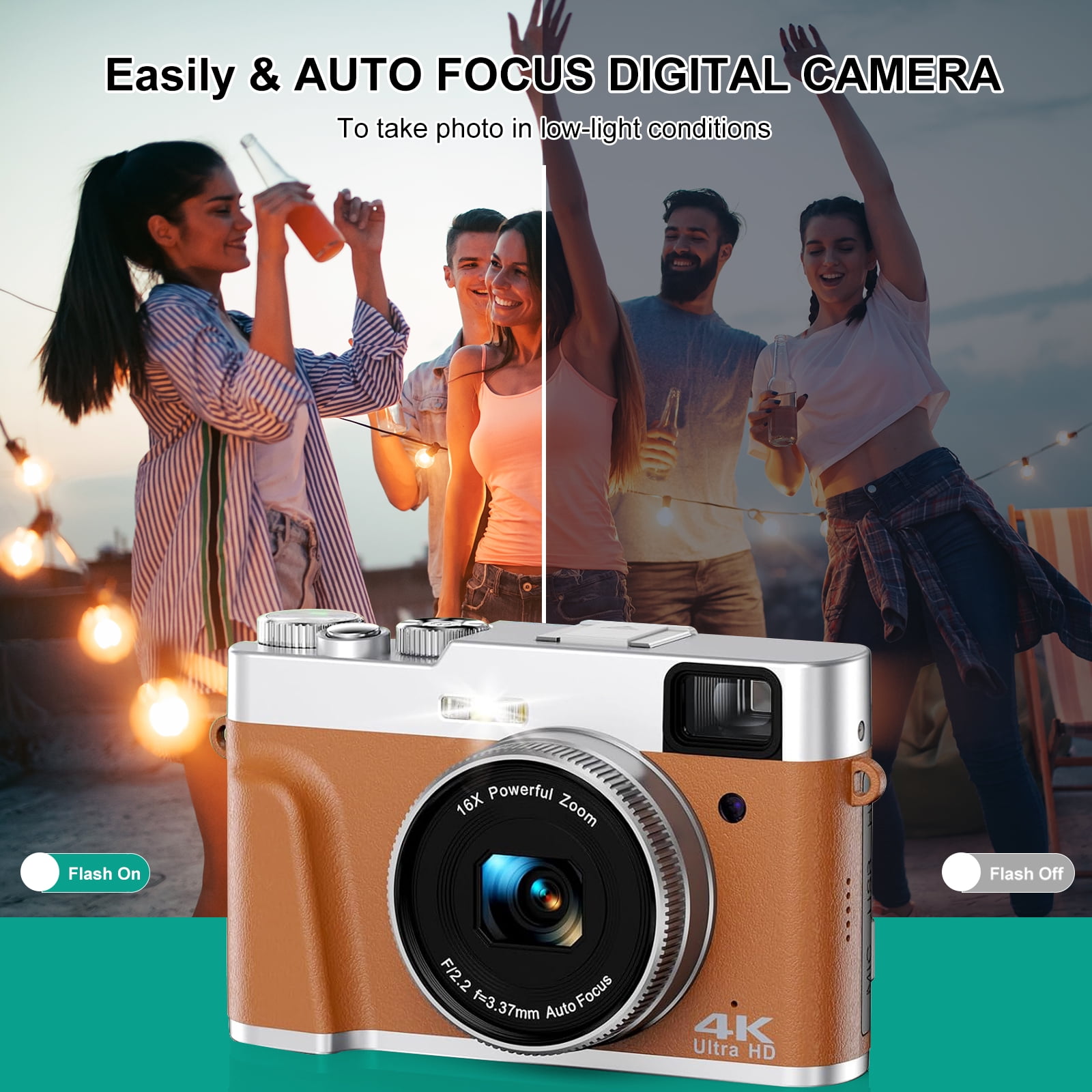 4K Digital Camera Autofocus for Photography 48MP 4K Cameras for YouTube 16X Digital Zoom Vlog Camera with 32GB SD Card