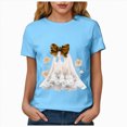 thumbnail image 4 of TOWED22 Halloween Cute Ghost Wear Bow T-Shirts for Women Graphic Short Sleeve Tees Cotton Crew Neck T Shirt Casual Tops(Sky Blue,S), 4 of 8