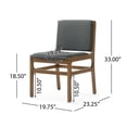 thumbnail image 4 of GDF Studio Sage Modern 5-Piece Dining Set, 59" Rectangle Table with Upholstered Chairs, Solid Wood Frame, Dark Gray+Walnut, 4 of 16