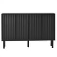 thumbnail image 5 of Modern Large Fluted Door Shoe Cabinet with 5 Solid Wood Legs and Adjustable Shelves, For Living Room, Black, 5 of 15