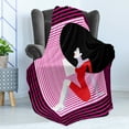 thumbnail image 4 of Diva Soft Flannel Fleece Blanket, Vintage Woman Sitting down and Laughing Theme Colorful Pop Art Style Female Portrait, Cozy Plush for Indoor and Outdoor Use, 60" x 80", Multicolor, by Ambesonne, 4 of 5