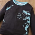 thumbnail image 5 of Quealent Boys Outfits Set Long Sleeve Dinosaur Print Top and Pant Fall Winter Funny Clothes (Blue, 3-4 Years), 5 of 9
