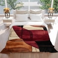thumbnail image 3 of Abstract Art Flannel Blanket for Bed,Travel and Camping, Beige Red Color Block Composition Super Soft Cozy Blanket for All Seasons 50"x60", 3 of 7