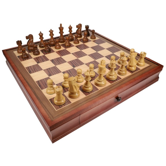 WE Games English Chess Set with Pullout Storage Drawers - 19 inch