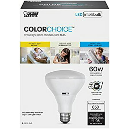 Feit Electric 3764891 9 watt 650 Lumens 2700  4000 & 5000 K BR30 60 watt Equivalency Intellibulb Colorchoice LED