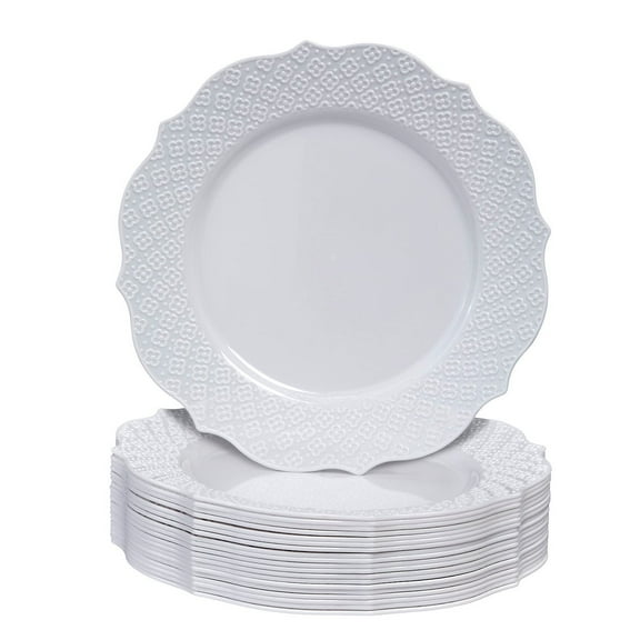 WHITE PLASTIC PLATES | 20 Wedding Plates | 10.25”