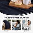 thumbnail image 5 of BNM Basketweave Cotton Blanket, California King, Navy Blue, 5 of 12