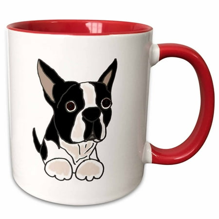 

3dRose Cute Boston Terrier Puppy Dog Original - Two Tone Red Mug 11-ounce