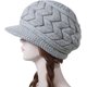 thumbnail image 2 of Gorro de invierno para mujer Gorro holgado de lana cálido con gorro, 2 of 5