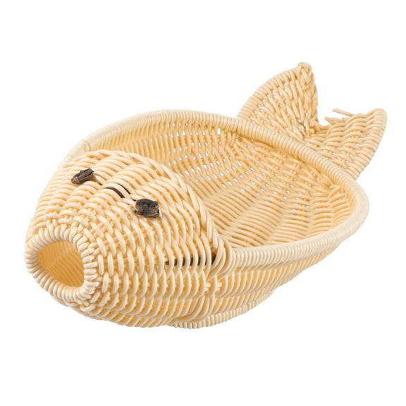 unbranded  Shopping Basket Bowl Bread Display Round Woven Baskets Beige