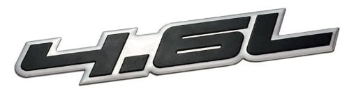 4.6L Liter Embossed BLACK on Highly Polished Silver Real Aluminum Auto Emblem Badge Nameplate for Ford Crown Victoria Police Interceptor Thunderbird F E Series Expedition Explorer Sport Trac Mustang SVT Cobra Mach 1 Lincoln Town Car Mark VIII 8 LSC Contine 
