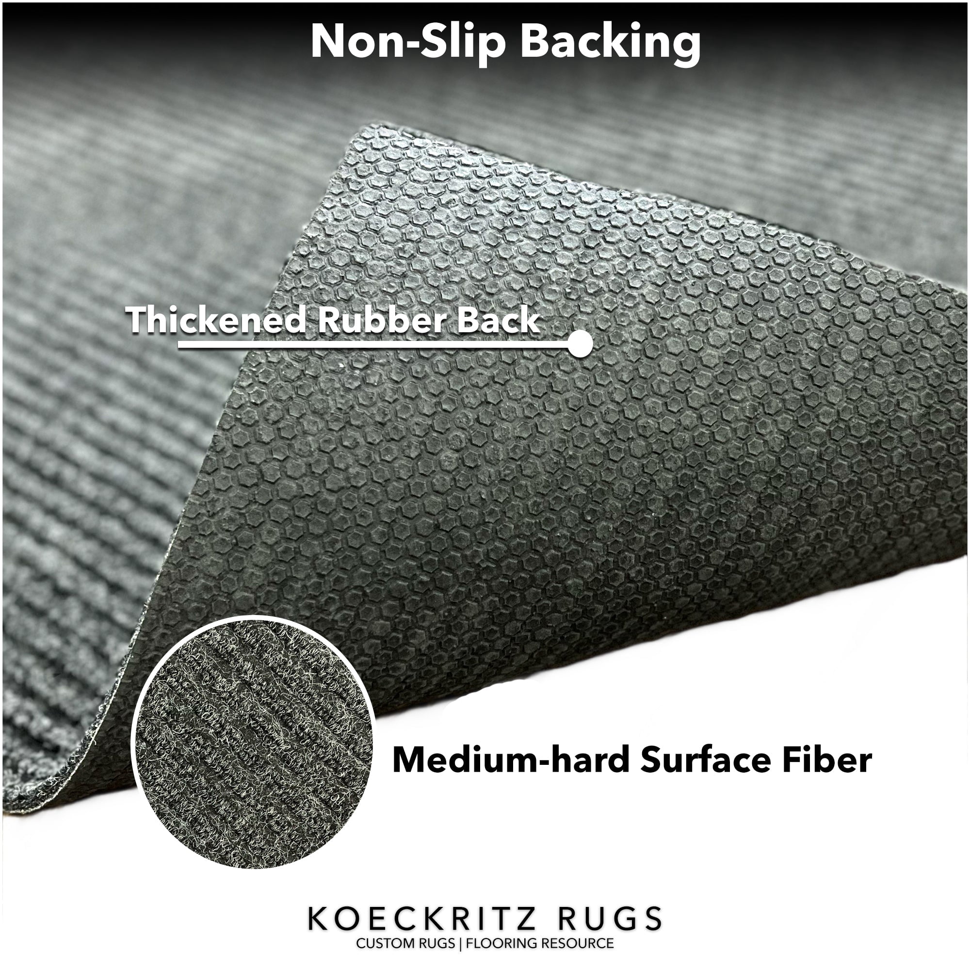 Koeckritz Rugs 4' x 16' Charcoal Heavy Duty Non-Slip Indoor/Outdoor Rug, All-Weather Doormat