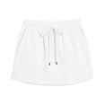 thumbnail image 5 of Women's Drawstring Waist Mini Skirt Built in Shorts, Summer Casual Lightweight Cotton Skirt with Pockets White XL, 5 of 6
