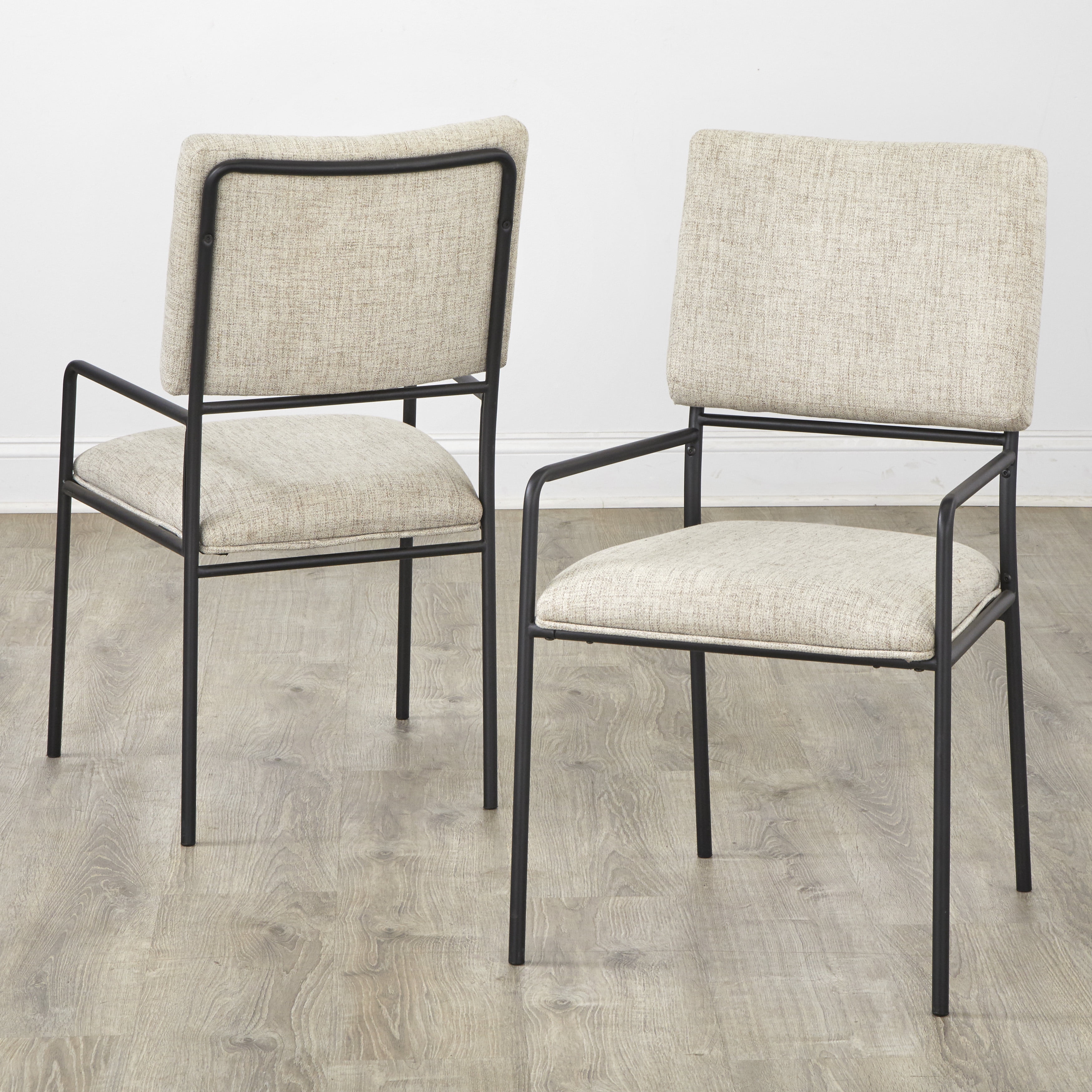 TMS Indra Indoor Dining Chair, Set of 2, Black/Cream