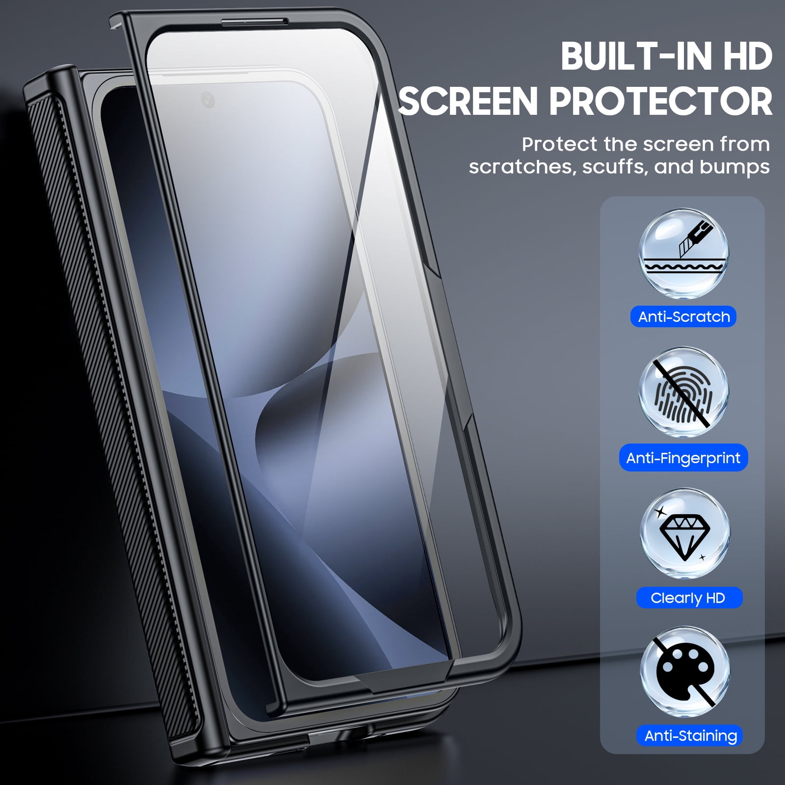 Vizvera for Google Pixel 10 Pro Fold With Card Holder[RFID Blocking]Camera Cover,Hinge Protection,Hidden Kickstand,Screen Protecto Phone Case-Black