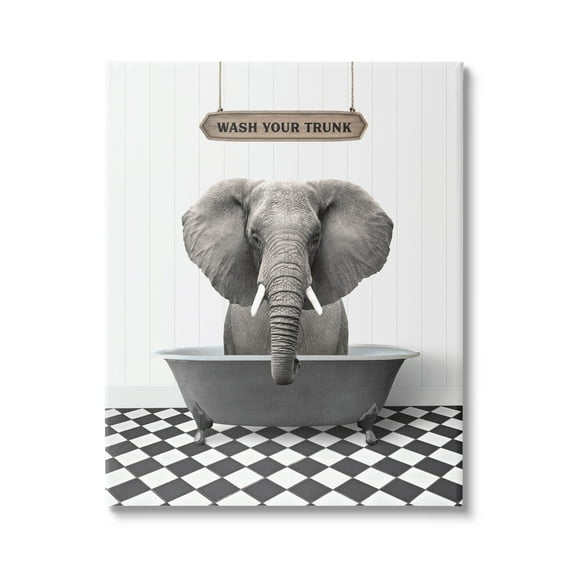 Stupell Industries Wash Your Trunk Phrase Animals & Insects Painting Gallery Wrapped Canvas Print Wall Art, 16 x 20