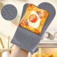 thumbnail image 5 of Non-Slip Silicone Oven Gloves-Heat Up to 250°C Microwave & Baking Safe Blue Gray 11.8" x 7.4" Kitchen Protective Mitts, 5 of 6