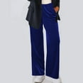 thumbnail image 2 of Womens Dress Pants Women's Velvet Elastic Waist Pants Straight Leg Long Pants Velour Stretchy Loungewear Sweatpants with Pockets Womens Wide Leg Trousers Pants S-100 Blue S, 2 of 7