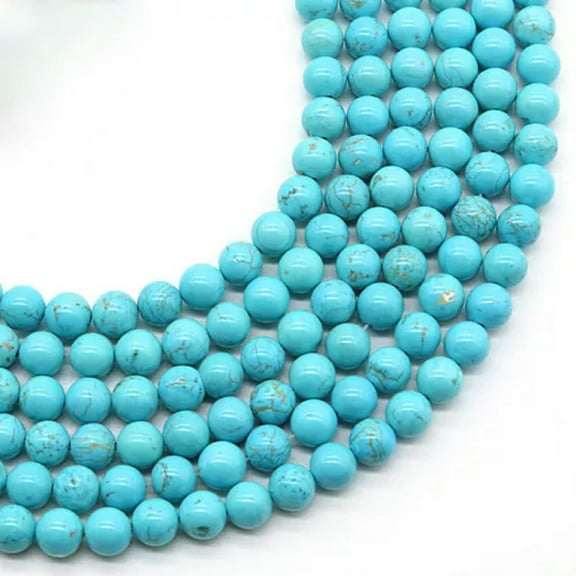 HOOUN 4 6 8 10 12mm Natural Blue Turquoise Loose Strand Beads Stone Jewelry Making DIY-6MM(60PCS)