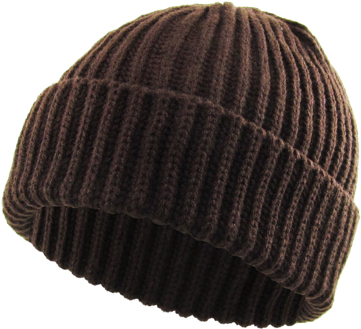 Ribbed Beanie Thick Cuffed Ski Hat 