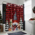 thumbnail image 4 of Christmas Gnome Bathroom Shower Curtain Squirrel Cat Xmas Tree Snowflake Red Plaid Waterproof Washable Shower Curtains for Bathtub Bath Decor with Grommets and Hook 66 X 72 Inch, 4 of 8