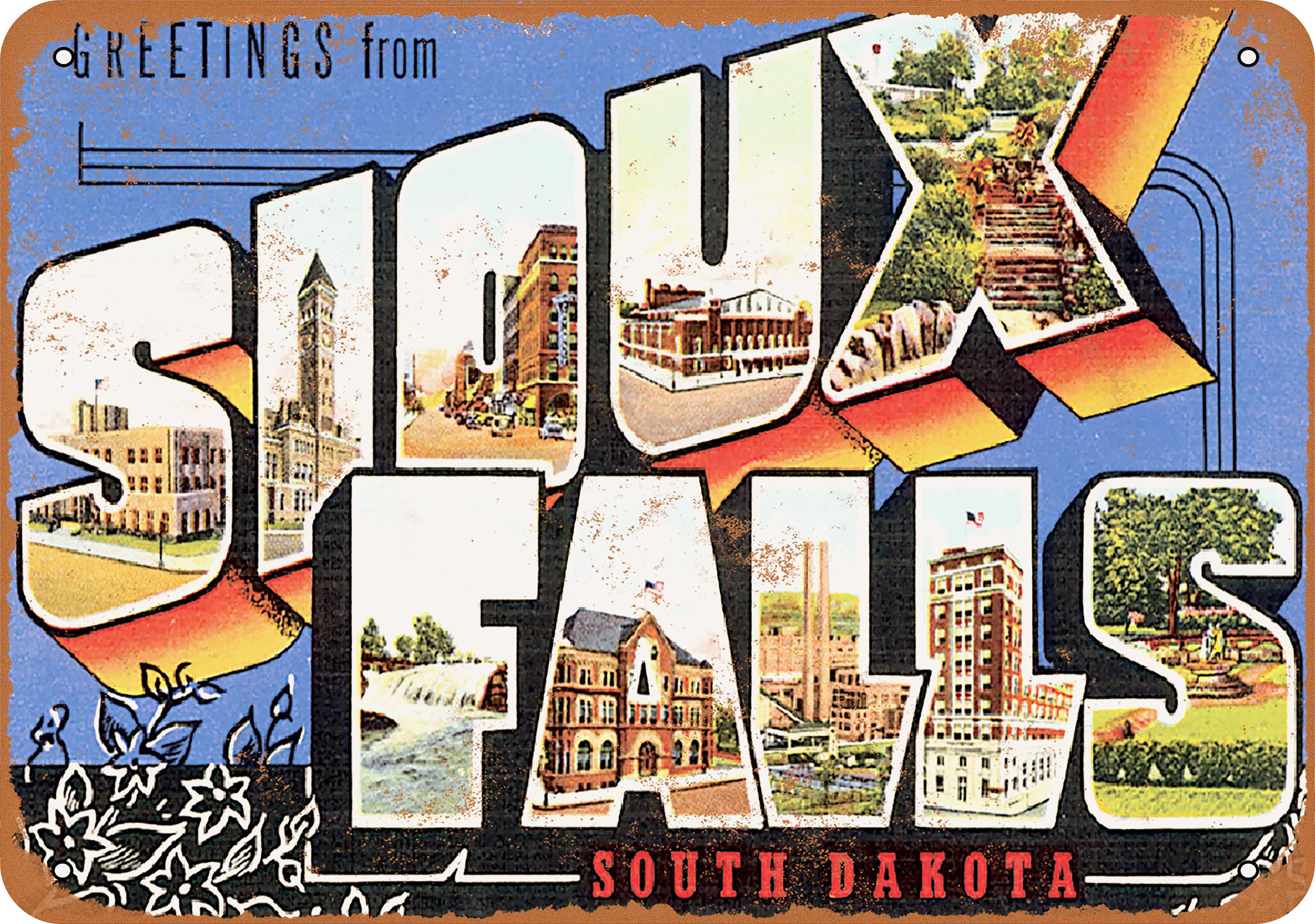 Greetings From Sioux Falls Metal Sign 10x14 inch Vintage Look