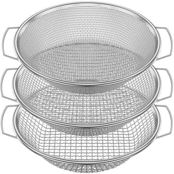 3PCS Soil Sifter for Gardening Rock Sifter for 5 Gallon Bucket Compost Sieve for Gravel Sawdust Vermicompost 0.12/0.24/0.39 inch Soil Sieve with Handle