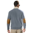 thumbnail image 2 of APTRO Men's Corduroy Elbow Pad Sweatshirt Casual Long Sleeve Stand Collar Button Pullover Sweatshirts with Pockets Gray&White XL, 2 of 7