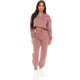 thumbnail image 1 of Gibobby Conjunto dama pants y sudadera afelpada Conjunto deportivo liso de manga corta con cuello en V y cordón para mujer(Rosa,XL), 1 of 5