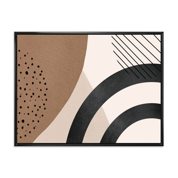 Designart 'Abstract Ivory Shapes and Shapes in Terracotta III' Modern Framed Canvas Wall Art Print