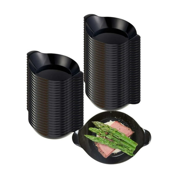 Restaurantware-3.8 x 2.5 Inch Mini Handled Plates, 100 Durable Appetizer Plates - With Handles, Disposable, Seagreen Plastic Handled Plates, Suitable For Cold Foods