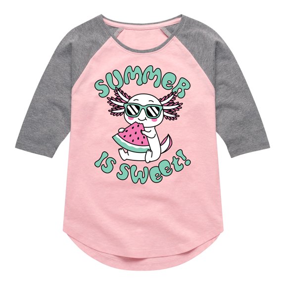 Instant Message - Summer is Sweet! - Toddler & Youth Girls Raglan Graphic T-Shirt