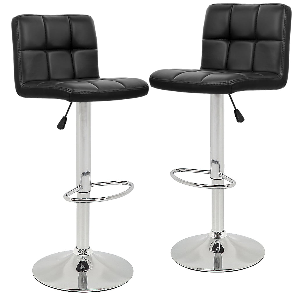 Counter Height Bar Stools Set Of 2 Pu, Leather Swivel Bar Stools With Back
