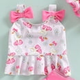thumbnail image 3 of CAUYDY Baby Swimsuit Girl Toddler Bikini 2 Piece Sets Sleeveless Ruffle Striped Bathing Suit Infant Beach Swimwear for Kid Girls 3-24 Months 1t-7t Summer Swimwear(H09-Pink,3-6 Months), 3 of 5