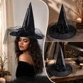 thumbnail image 6 of Rose Witch Hat for Women, Halloween Mesh Witch Hat with Roses, Foldable Costume Accessory for Masquerade, Carnival, Cosplay, Party Dress Up and Holiday Decoration, 6 of 7