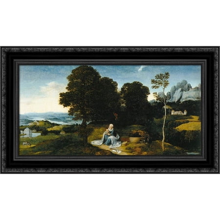 Landscape with The Flight into Egypt 24x17 Black Ornate Wood Framed Canvas Art by Patinir, Joachim