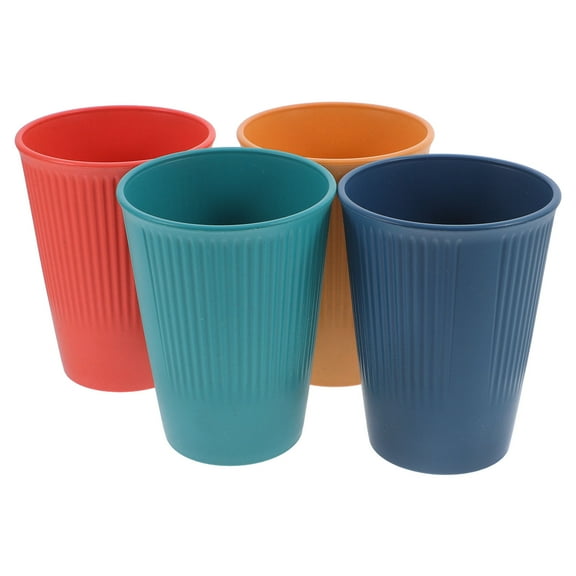 MLINS 4pcs Wheat Straw Reusable Cups Coffee Travel Tumbler Unbreakable Water Cups Camping Drinking Gear For Breakfast Hiking Parties