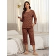 thumbnail image 5 of MINTREUS Women's Pajama Set Three-Quarter Sleeve Pajama Top and Pants Two-Piece Set Summer Loungewear, 5 of 7