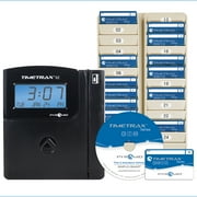Pyramid TimeTrax TTEZ Automated Swipe Card Time Clock System Bundle, includes software, 25 swipe cards, 24 pocket badge rack, Serial/USB