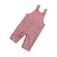 thumbnail image 4 of Xingqing Infant Baby Girls Boys Corduroy Bib Pants Solid Color Button Pocket Strapless Overalls Clothes, 4 of 9