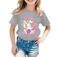 thumbnail image 2 of MUXiin Easter Shirts for Toddler Girls Bunny Eggs Short Sleeve Tee for Toddler Soft Happy Easter Blouse Tops T Shirts for Boys and Girls (Grey,4-5 Years), 2 of 4
