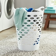 Mainstays Flexible Round Laundry Hamper, White Plastic