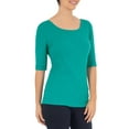 thumbnail image 6 of Time and Tru Women's Elbow Sleeve Scoop Neck T-Shirt, 6 of 6