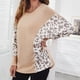 thumbnail image 3 of Las mujeres de manga larga superior de cuello redondo mangas Batwing impreso blusa Casual para oficina en casa, 3 of 6
