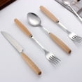 thumbnail image 4 of Vajilla con mango de madera de estilo japonés, vajilla de acero inoxidable, cuchillo de comida occidental, tenedor, cuchara, palillos de madera, cuchara de sopa, tenedor de fruta, 4 of 5