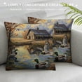 thumbnail image 3 of Orinice Ducks Pond Barn Graphic Decorative Throw Pillow Cover for Home Couch Living Room Bed Sofa - Short Plush Material - 1PC 12x12in, 3 of 5