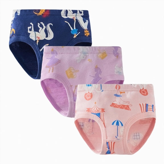 Splozh Potty Training Underwear for Girls 2T 3T 4T 5T 6T 7T 8T Soft Breathable Cotton Cute Underwear Toddler Girls' Briefs Soft Undies 3 Pack,Light Pink,6-7 Years