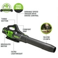 thumbnail image 2 of Pro 170 MPH at 730 CFM 80V Battery Powered Cordless Leaf Blower, Brushless Motor Technology, 2 of 12
